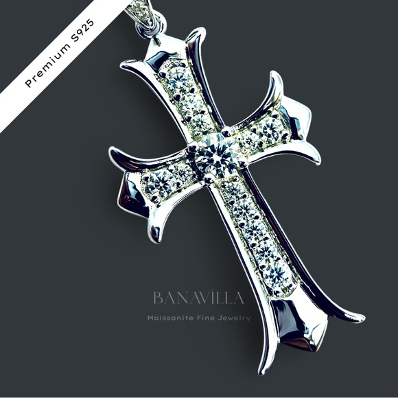 18k Gold Plated S925 1.89ctw Moissanite Diamond Cross Pendant - Picture 9 of 9